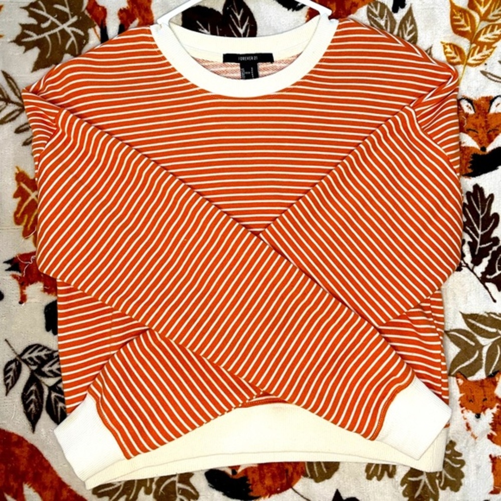 Forever 21 Orange/White Striped Sweater-‎ Size Small
